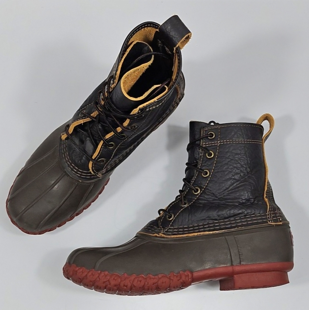 L.L. Bean Bison 8" Leather & Waterproof Rubber Lace Up Duck Boot Maine USA - Picture 10 of 16